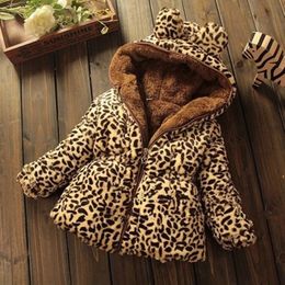 Fashion clothes for baby girl leopard print coat parka with zipper and hood winter warm clothing 6 9 12 18 24 months 2 3 4 years LJ201125