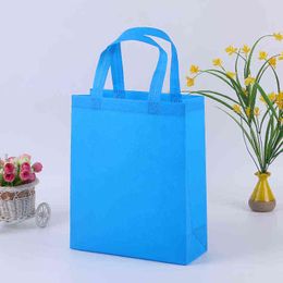 New Colorful Folding Bag Non-woven Fabric Foldable Shopping Bags Reusable Eco-Friendly Folding Bag New Ladies Storage Bags Sea Shipping 50pcs CX220119