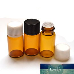 5pcs 3ml Small Amber Glass Bottle with Orifice Reducer Screw Cap Mini Essential Oil Perfume Sample Vials