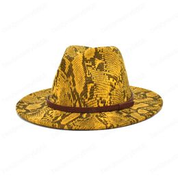 New Ladies Wool Fedora Hats Men Snake Print Bowler Hat Top Hats Fashion Women Outdoor Jazz Hats