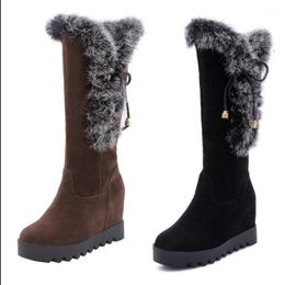 Girls Knee High Boots Women Fur Shoes Woman Med Heels Platform Winter Warm Booties Sapato Feminino Zapatos De Mujer WS1811811