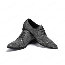 New Silver Pattern Wedding Party Men Oxford Shoes Pointed Toe Lace Up Genuine Leather Men Dress Shoes Plus Size Business Brogue Shoes