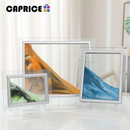 Moving Sand Picture Frame Liquid Landscape Painting Glass Photo Desk Ornaments Home Decoration Accessories Home Decor SLH LJ200904