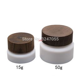 15g50g Empty Cosmetic Cream Container n Wooden Lid, Beauty Eye Refillable Pot, High Quality Mask Packing Bottle Wood Caphigh qualtit