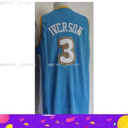 Stitched custom 3 Iverson Light Blue Mesh Retro Jersey Vest women youth mens basketball jerseys XS-6XL NCAA