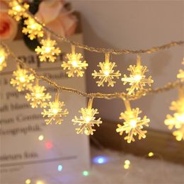 Christmas snowflake string light flasher led garland lights decoration with batteries for home party bedroom wedding decor Y201020