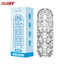 Nxy Sex Men Masturbators Transparent Silicone Masturbation Cup for Safe Soft Fidget Toys Orgasm Male Masturbator Toy Realistic Vagina Adult Goods 1222