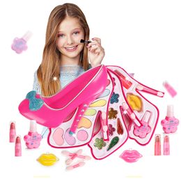 New Pretend Play Girls Gifts Cosmetics Kit Environmental Toys Makeup Set Preschool Kid Beauty Safety Toy For Kids Makeup LJ201009