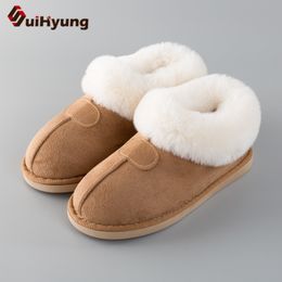 Suihyung Women Fur Slippers Winter Thick Warm Home Plush Slippers Flat Non-slip Indoor Shoes Slip On Soft Men Furry House Slides Y200107