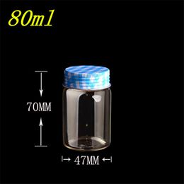 10pcs 47x70 mm Empty Decorative Craft Glass Bottles Silicone Stopper Metal Cap Leakproof DIY 80ml Sealed Jars