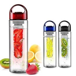 New Hot Sell 700ml BPA Free Fruit Infuser Juice Shaker Sports Lemon Water Bottle Tour Hiking Portable ClimbingCamp Water Bottles 201105