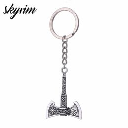 10Pcs/Set Talisman Vintage Nordic Viking Valknut Axe Amulet Charm Pendant Key Chain Keychain Key Ring Holder For Men Women Gift