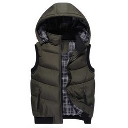 Woodvoice Brand Winter Hooded Vest Men Hat Detachable Warm Sleeveless Jackets Mens Quality Casual Male Vest Coat Homme Big Size 201120