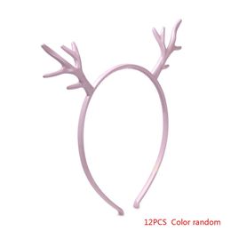 12Pcs/set Kids Girls Moose Antlers Girls Headband Party Christmas Wedding Headdress Deer Hair Hoops Random Colour 201127