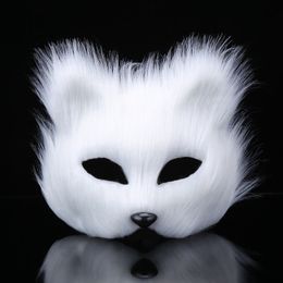 Furry Fox Mask Faux Fur Animal Cosplay Costume Props Party Masquerade Fancy Dress Girls Easter Wedding Valentines Day