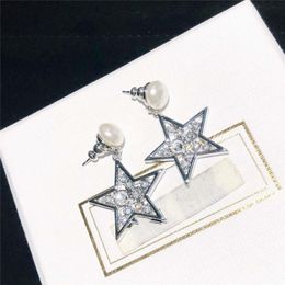 Sweet Women Jewelry Popular Fashion White Gold Plated Sparkle CZ Star Earrings for Girls Women for Wedding Party Nice Gift for Friend