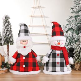 Christmas Tree Topper Top Hat Buffalo Plaid Santa Snowman Ornaments For Xmas Holiday Party Home Decorations JK2011PH