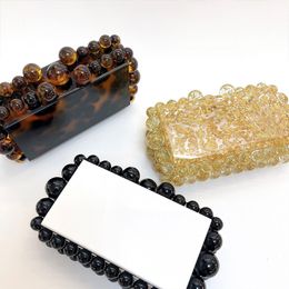 Beading Acrylic Clutch Bag Beads Box Evening Designer Luxury Gold Silver Novelty Purses And Handbags Leopard Wedding Party X60R 22298u