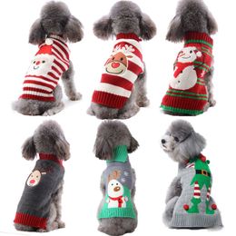 Xmas Striped Dog Sweater Pet Reindeer Knit Clothes Dogs Snowman Christmas Hoodies Costume For Small and Medium Dogs DOGGYZSTYLE Y200922