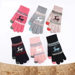 2021 Gloves Winter Ladies Warm Touch Screen Wool Plus Plush Plus Thick Outdoor Lovely Plush Knitted Gloves
