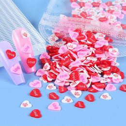 Nail Art Decorations 10g Love Heart Polymer Clay Slices Accessories Pink Red Soft Flakes Professional Supplies For Valentines Gift