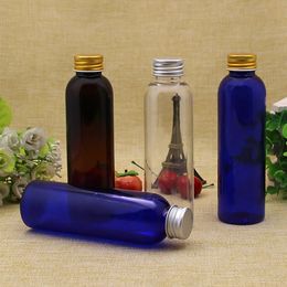 30pcs/lot 150ml clear blue brown Lucency Plastic Empty Perfume Bottle Toner Astringent Cosmetic Containers gold cap
