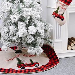 Christmas Decorations 2021 Tree Skirt Merry Car Printed Mat 3D Pearl Elk Snowflake Pattern Pad For Holiday Decor1