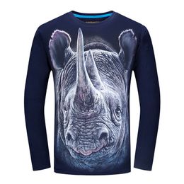 Cheapest Fashion Men t-shirt long sleeve cool design 3d funny t shirt homme Wolf Printed casual top Plus Size 6XL wholesale 201203