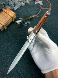New VG10 Damascus Steel Blade Ball Bearing Flipper Folding Knife Rosewood & Stainless Steel Sheet Handle EDC Pocket Knives