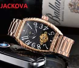 skeleton dial moon watch classic men's tourbillon automatic mechanical stainless steel genuine leather 5ATM waterproof sports fashion self-wind wristwatch