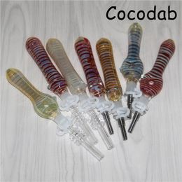 Glass nectar dab straw pipes with 10mm titanium nail tips quartz tip Hookahs Oil Rigs glass smoking water pipe DHL