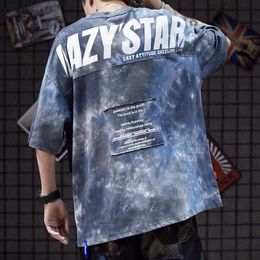 Maglietta Hip Hop Streetwear Uomo Casual Mezza manica Camicie Estate Oversize Lettera T Shirt Moda Giappone Punk Patchwork Maglietta Uomo C1021