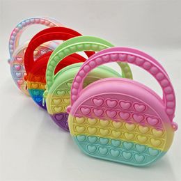 Fidget handbag Decompression Toy Finger Bubble Rainbow Square Silicon Shoulder Bag Kids Girl Anti Pressure Toys Size 17.5*15*4cm