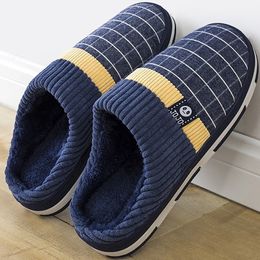 New warm men's slippers short plush flock home slippers for men hard-wearing non-slip sewing soft male shoes Y200107