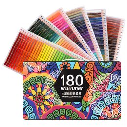 120/180 Watercolour Pencils Professional Water Soluble Drawing Coloured Pencil Set Art Supplies for Artist Students with 4 Gifts Y200709