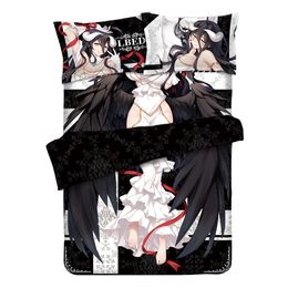Overlord Albedo Anime Linens Bedding Set Cama Satin Bed Sheets Queen Size Comforter Sets Dekbedovertrek 240/220 T200706