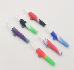 One Hitter Tobacco Silicone smoking Mini Pipe Portable Glass Water Bongs Dab Rig Pipes Glass Bong Smoking Accessories