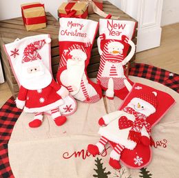 The latest 45CM size, red Santa shape style, Christmas stockings, Christmas decoration gift candy socks, free shipping