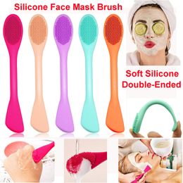 Silicone Face Mask Brush Double-head Soft Silicone Facial Cleansing Brush Mud Clay Mask Body Lotion and BB CC Cream Brushes Beauty Tools