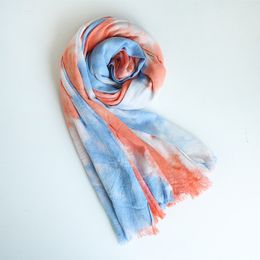 Luxury-Women Fashion Tie-dye printing Scarfs LightweightShawls Cotton Scarves and Wraps
