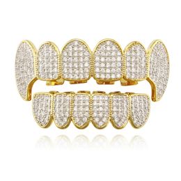 Gold Silver Diamond Teeth Grillz Women Men Punk Teeth Grillz Top Bottom Grills Grills Set Hiphop Jewelry Mens Halloween Christmas