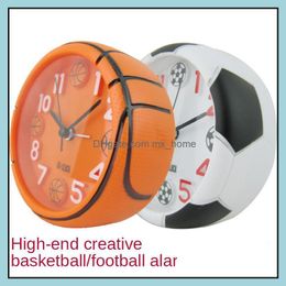 Other Clocks & Accessories Home Decor Garden Creative Basketball Football Shape Alarm Clock 3D Stereo Digital Childrens Student Gift Small D