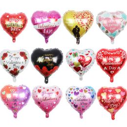 18 Inch Happy Valentine's Day Decor Heart Aluminum Foil Balloons Wedding Anniversary Birthday Party Balloon Decorations Romantic Gift