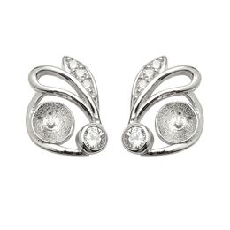 Cute Rabbit Earring Stud 925 Sterling Silver Settings Zircons Pearl Findings for Girls Women 5 Pairs