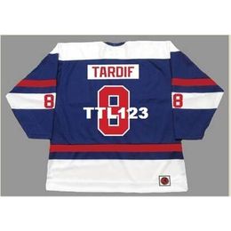 740 #8 MARC TARDIF Quebec Nordiques 1974 WHA 1982 CCM Vintage Home Hockey Jersey or custom any name or number retro Jersey