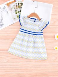 Toddler Girls Chevron Cut Out Back Smock Dress SHE