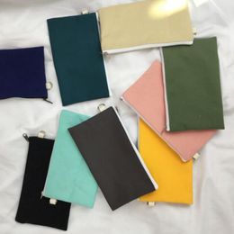 Pencil Bags Solid Canvas Coin Bag Blank Girls Handbags Key Phone Pouch Holder Women Makeup Storage Bag Supplies 11 Colours YG975