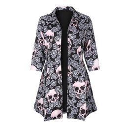 Gothic skull jacket Women Winter Autumn rose pink elegant Jacket Mid-long Outerwear button plus size Gothic Jacket Coat HOT 201017