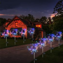 LED Solar Firework Lights Outdoor Waterproof Fairy Garland 90/150 LEDs Light String Garden Lawn Street Christmas Decoration 201211