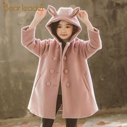 Bear Leader Fashion Girls Coats 2020 New Winter Woolen Teenager Blends Coats Cute Cartoon Cat Outerwear Girls Jackets Clothing LJ201126
